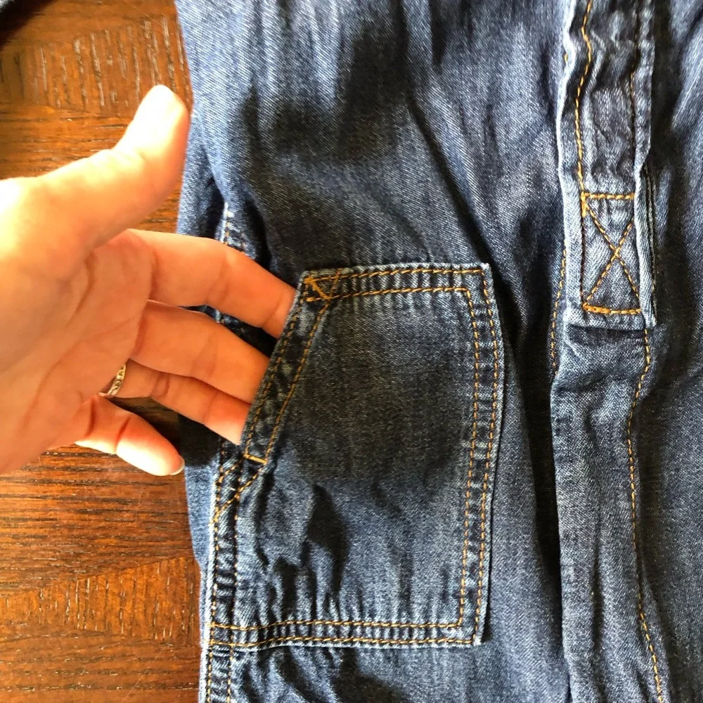 4/$20 Baby Gap Snap Up Denim Blue Jeans Long Sleeve & Pants Jumpsuit Sz 6-12 Mo